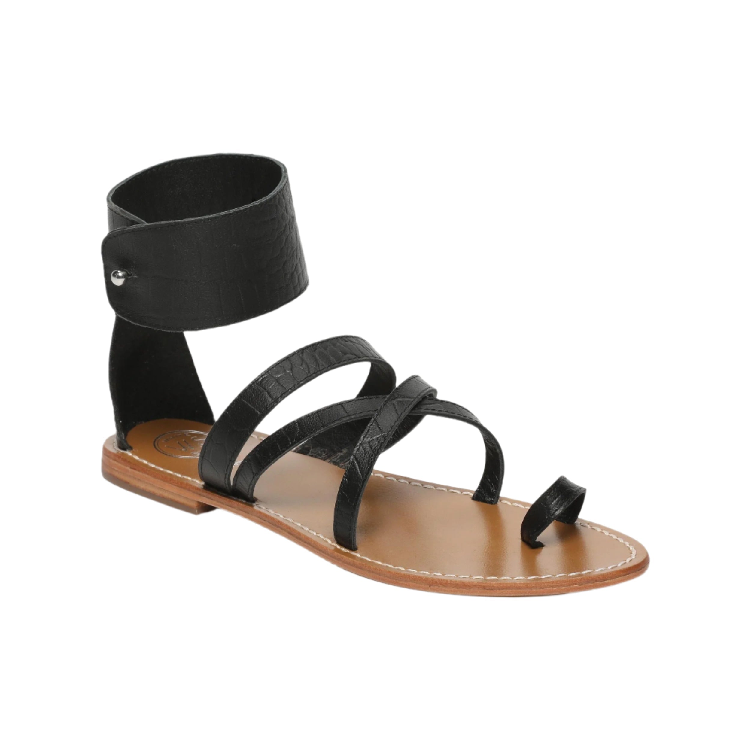 White Sun - Sandalias Darika - Piel de cabra con estampado de cocodrilo negro - Cocodrilo negro