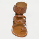 White Sun - Sandales Darika - Tan Croco Print Goat - Camel Croco