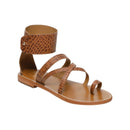 White Sun - Sandales Darika - Tan Croco Print Goat - Camel Croco