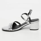 White Sun - Sandales Talon Darshika - Silver Crackle Foil Leather - Silver Crackle
