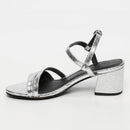 White Sun - Darshika Heel Sandals - Silver Crackle Foil Leather - Silver Crackle