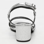 White Sun - Sandales Talon Darshika - Silver Crackle Foil Leather - Silver Crackle