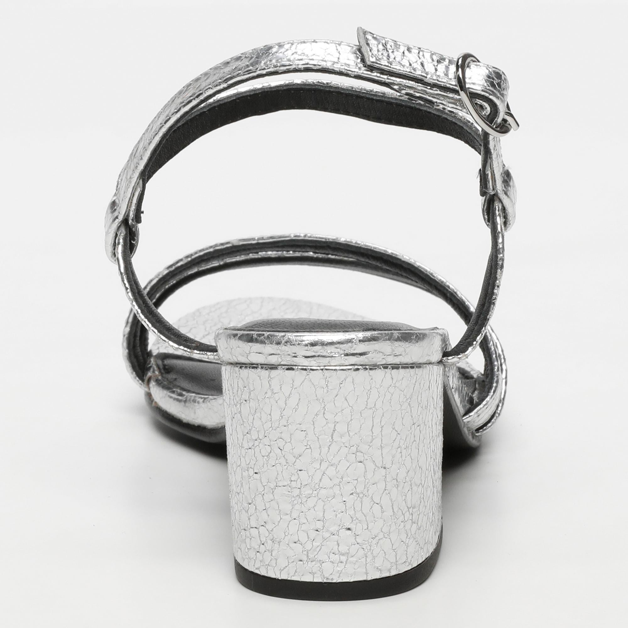 White Sun - Sandales Talon Darshika - Silver Crackle Foil Leather - Silver Crackle
