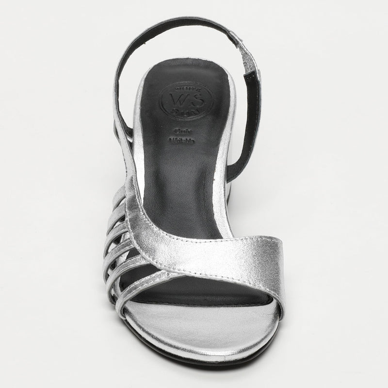 White Sun - Sandales Talon Deeksha - Silver Goat Leather - Silver