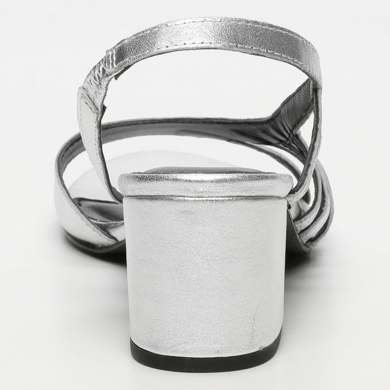 White Sun - Sandales Talon Deeksha - Silver Goat Leather - Silver