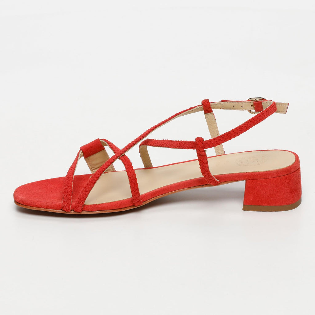 White Sun - Sandalias de tacón Deepakala - Ante de cabra Strawberry - Strawberry
