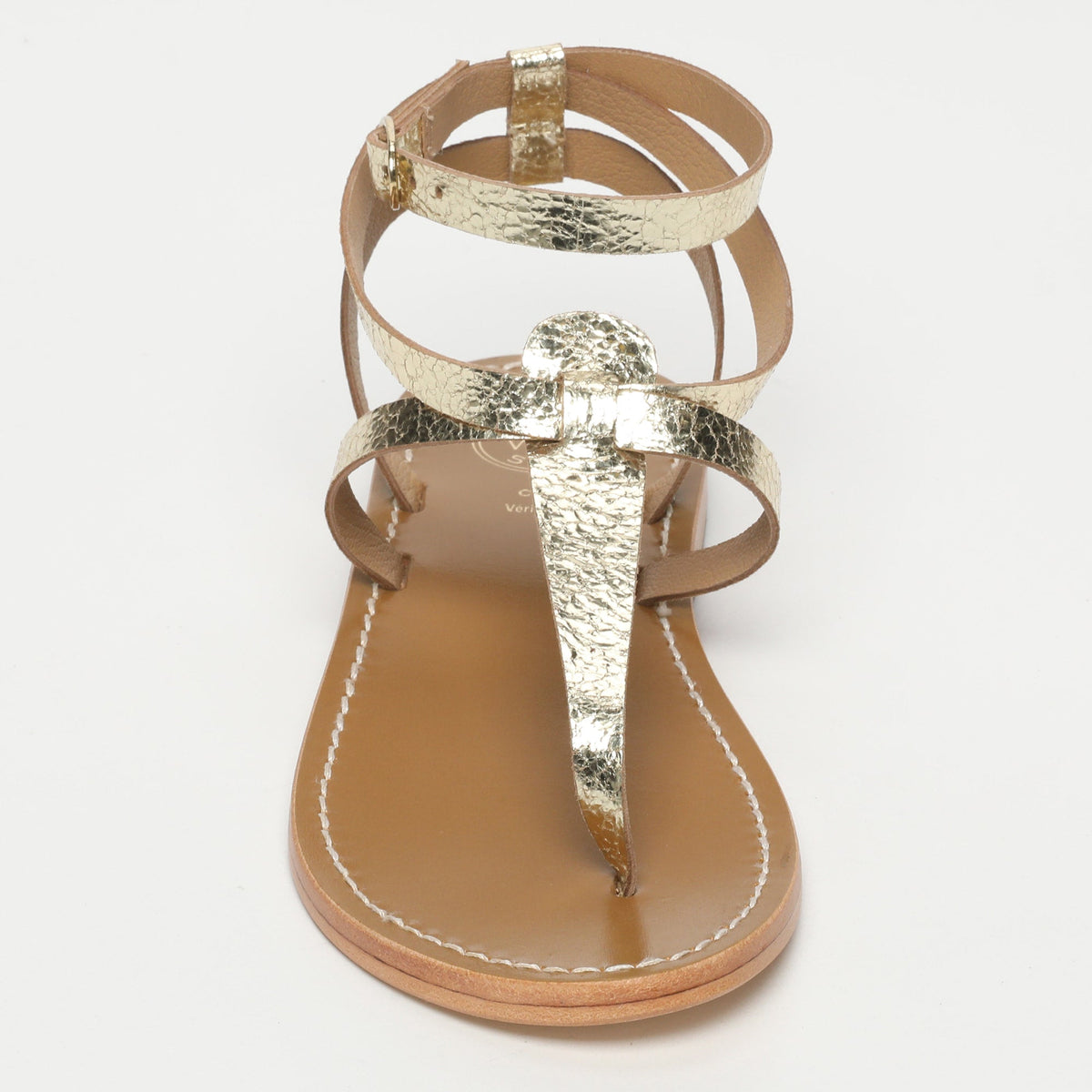 Esther Sandals - Gold Crackle Foil Leather - Gold Crackle