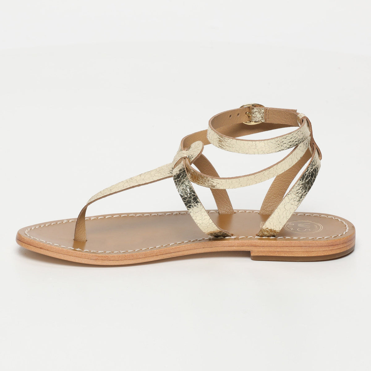 Esther Sandals - Gold Crackle Foil Leather - Gold Crackle