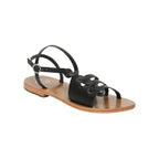 White Sun - Delaram Sandals - Black Croco Print Goat - Motifs
