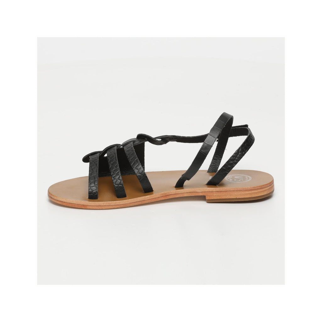 White Sun - Delaram Sandals - Black Croco Print Goat - Motifs