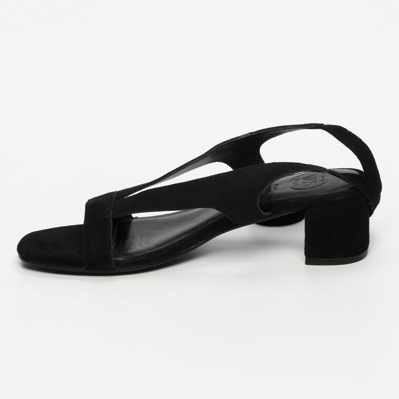 White Sun - Sandalias Tacón Isinya - Ante De Cabra Negro - Negro