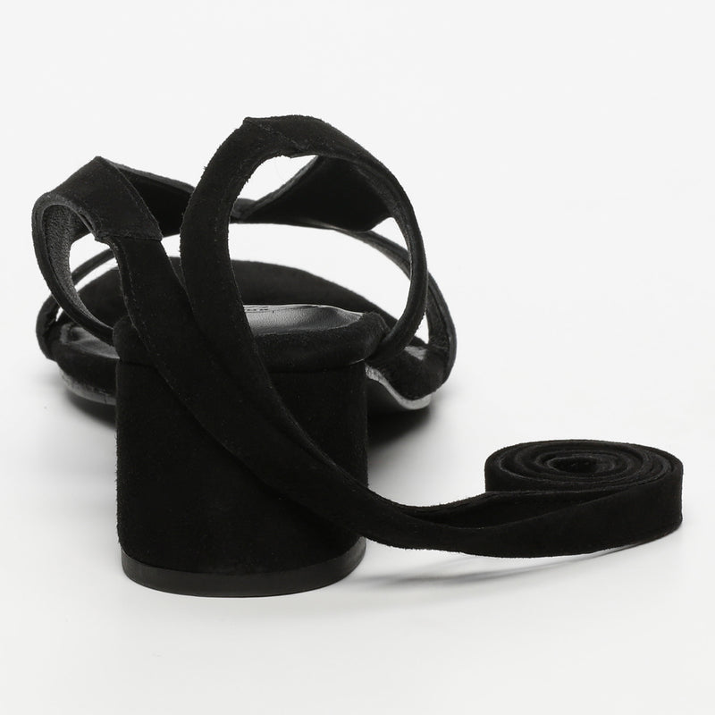 White Sun - Sandales Talon Isinya - Black Goat Suede - Black