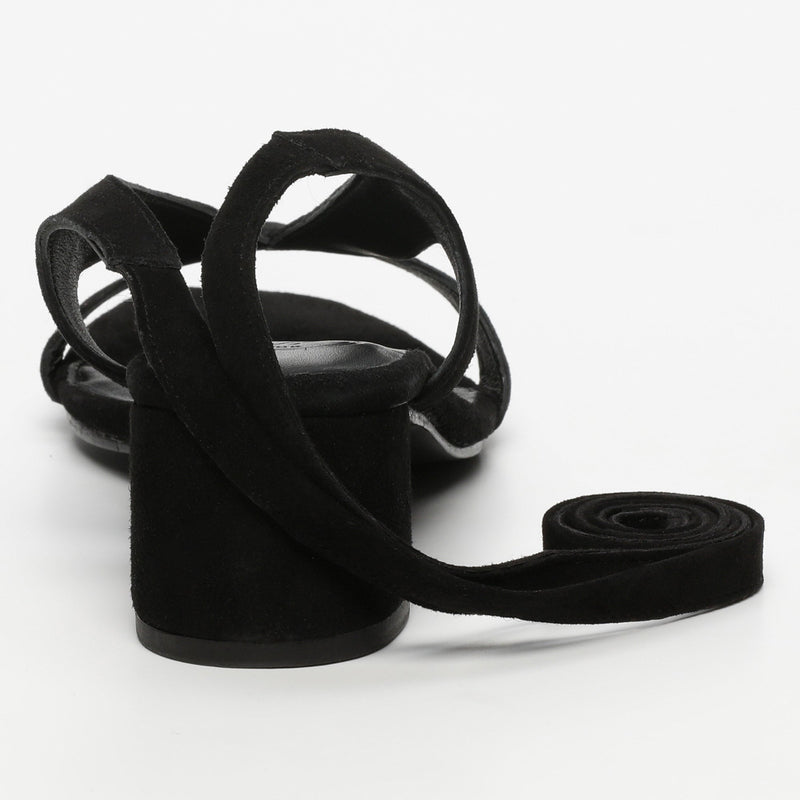 White Sun - Sandalias Tacón Isinya - Ante De Cabra Negro - Negro