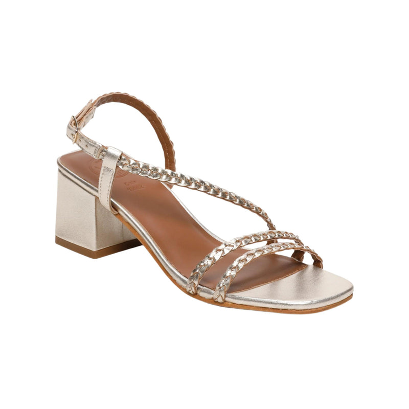 White Sun - Sandales Talon Riviera - Gold Goat Leather - Gold