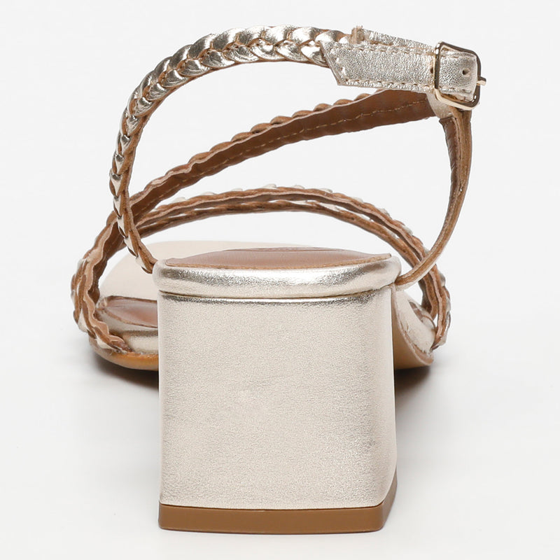 White Sun - Sandales Talon Riviera - Gold Goat Leather - Gold