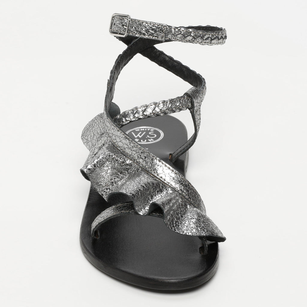 Sandalias Yonora - Pewter Crackle Foil Goat - Gris