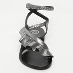 Sandalias Yonora - Pewter Crackle Foil Goat - Gris
