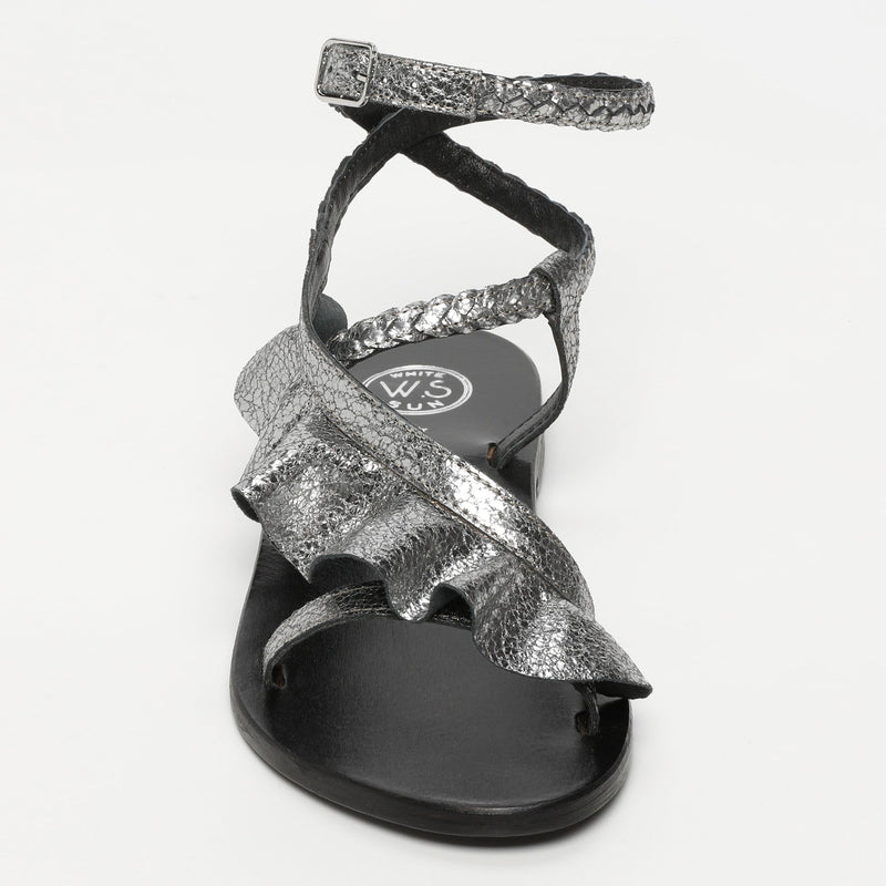 Sol Blanco - Sandalias Yonora - Cabra de lámina de peltre crujiente - Gris