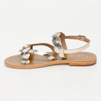 Faro Sandals - Light Gold Croco Print Goat - Gold