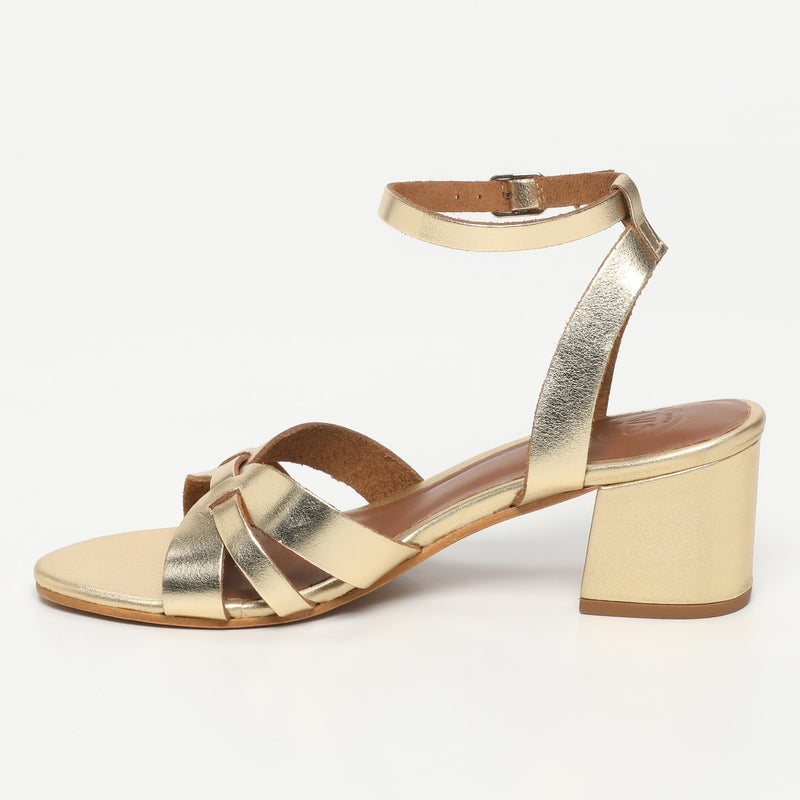 White Sun - Sandales Talon Ysoline - Dark Gold Buff - Doré