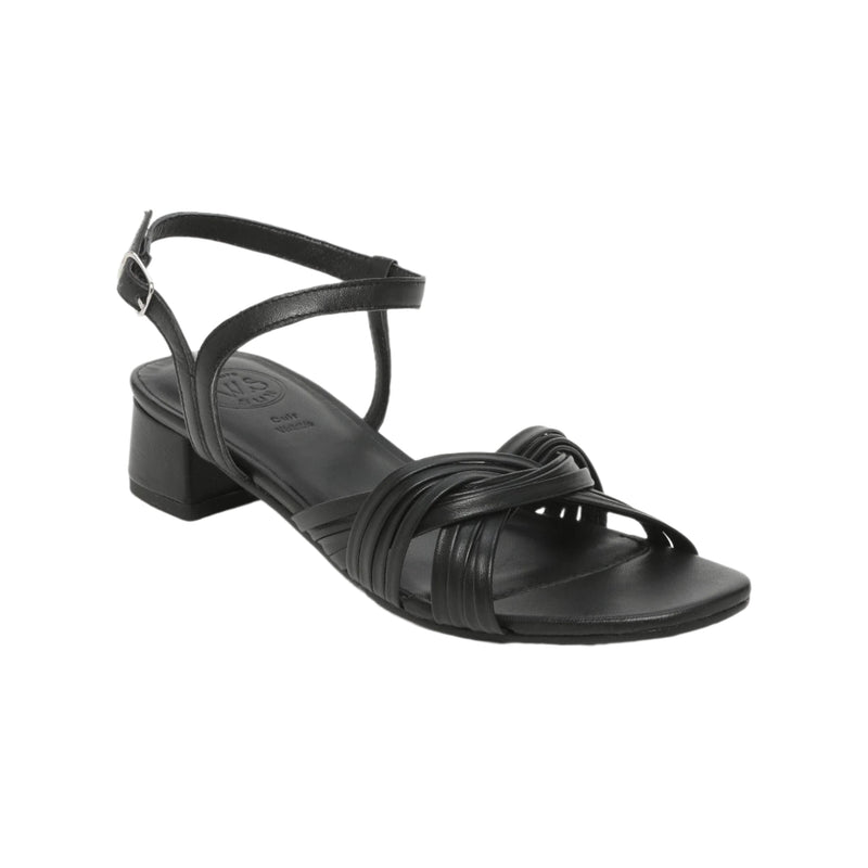 White Sun - Sandalias Tacón Akebi - Napa Oveja Negra - Negro