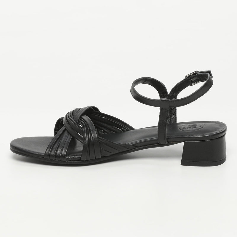 White Sun - Sandalias Tacón Akebi - Napa Oveja Negra - Negro