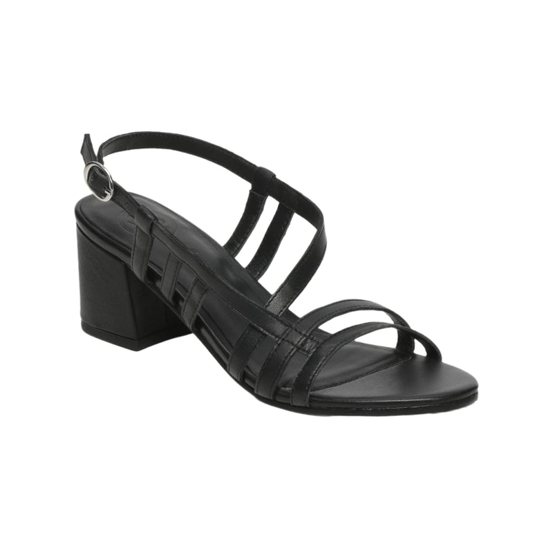 White Sun - Sandalias Tacón Ciruela - Napa Oveja Negra - Negro