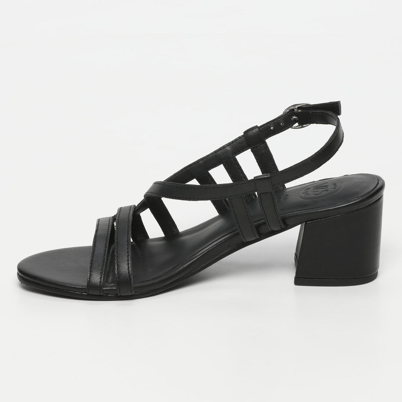White Sun - Sandalias Tacón Ciruela - Napa Oveja Negra - Negro