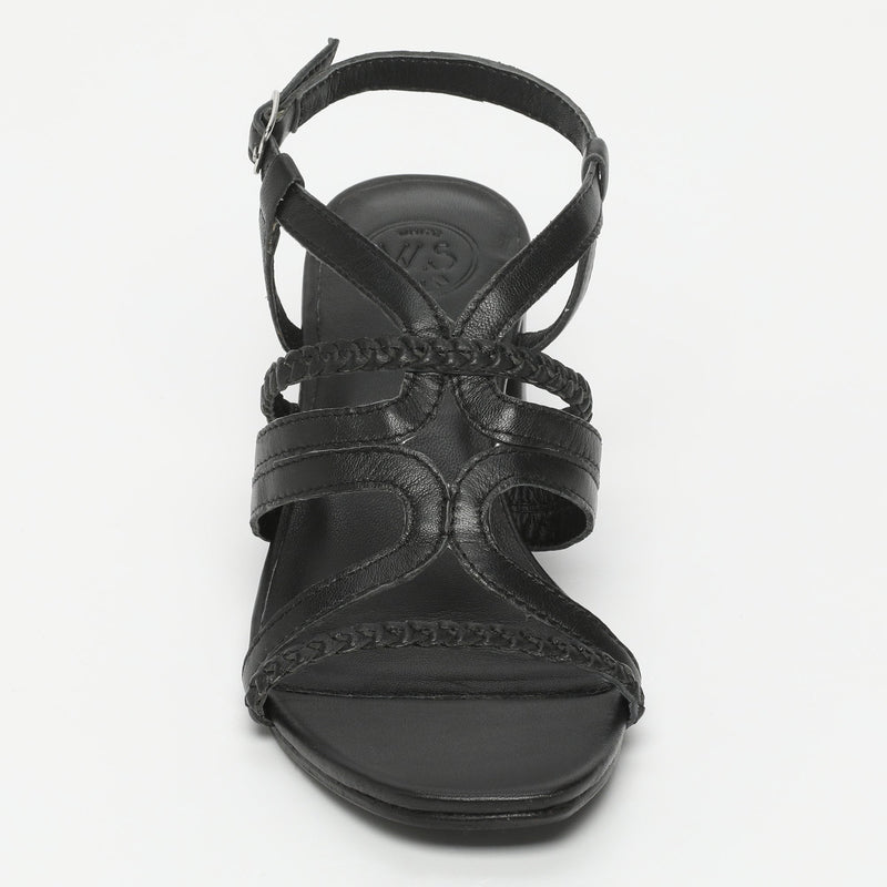 White Sun - Sandalias Tacón Fuyu - Piel De Cabra Negra - Negro