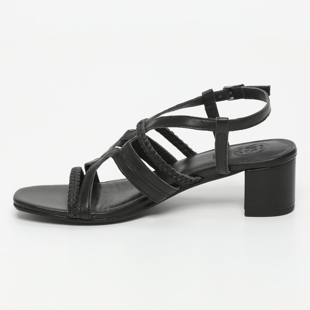 White Sun - Sandalias de tacón Fuyu - Piel de cabra negra - Negro