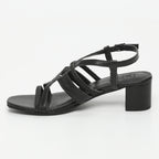 White Sun - Sandalias de tacón Fuyu - Piel de cabra negra - Negro