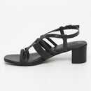 White Sun - Sandalias Tacón Fuyu - Piel De Cabra Negra - Negro