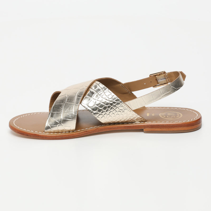 White Sun - Sandales Macapa - Light Gold Croco Print Goat - Light Gold Croco