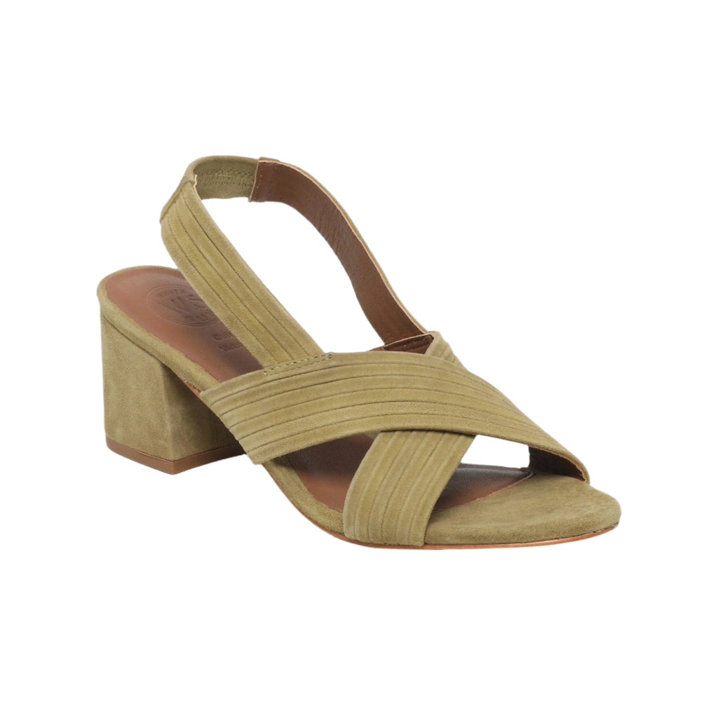 Sandalias de tacón Isia - Olive Goat Suede - Oliva