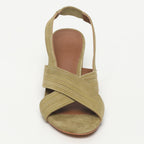 Sandalias de tacón Isia - Olive Goat Suede - Oliva
