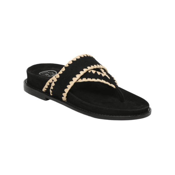 White Sun - Caelum Mules - Black Goat Suede - Black+Beige