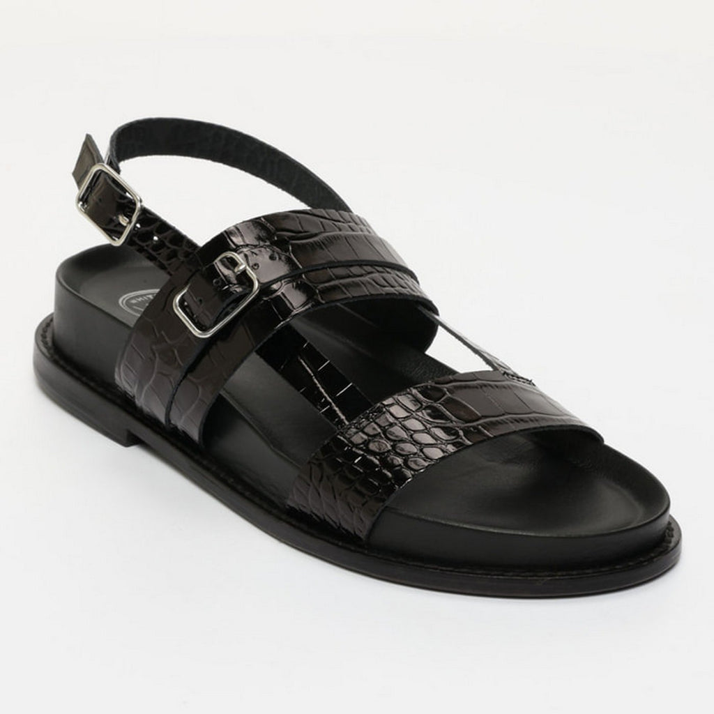 Sandalias Zeneta - Black Patent Croco