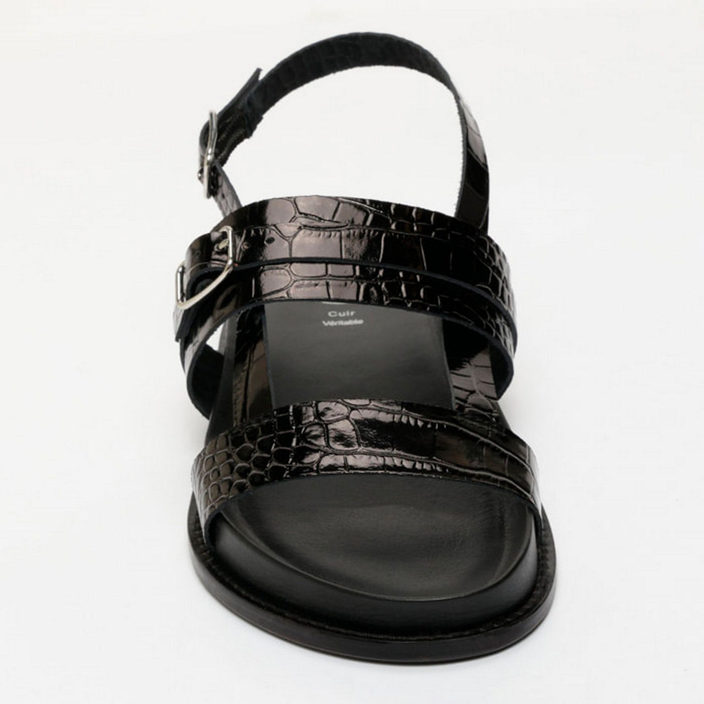 Sandalias Zeneta - Black Patent Croco