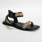 Sandalias Ambar - Black+Beige Snake