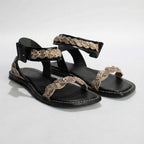Sandalias Ambar - Black+Beige Snake