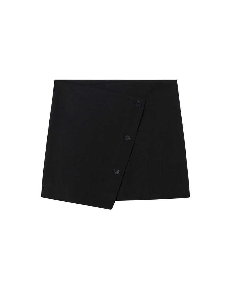 Falda cruzada negra Iggy sostenible - silueta 1