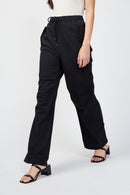 Pantalones anchos de popelina Suplima - Negro - Mujer