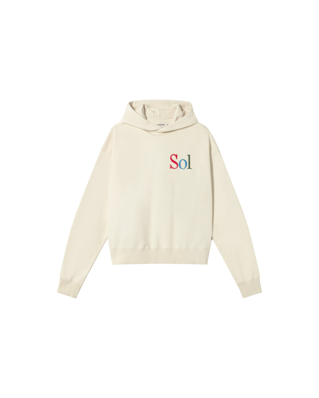 Sudadera capucha blanca sol type Valeria sostenible - silueta 1