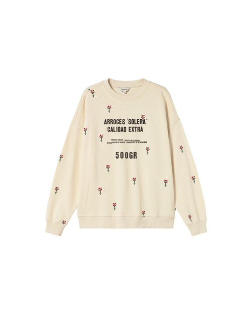 Sudadera oversize bordada flor arroz Jimena sostenible silueta - 1