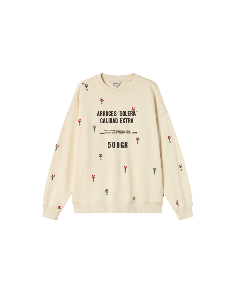 Sudadera oversize bordada flor arroz Jimena sostenible silueta - 1