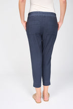 Easy Fit Self Stripe Trousers - Petrol Blue - Women