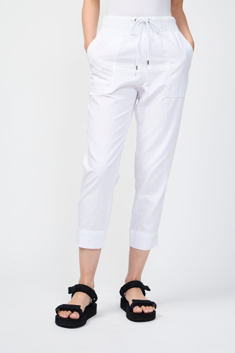 Pantalon Easy Fit Self Stripe - Blanc - Femme