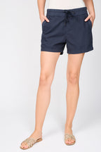 Short Rayé En Coton - Bleu Pétrole - Femme