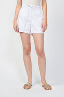 Shorts de algodón a rayas - Blanco - Mujer