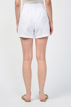 Short a Rayas de Algodón - Blanco - Mujer